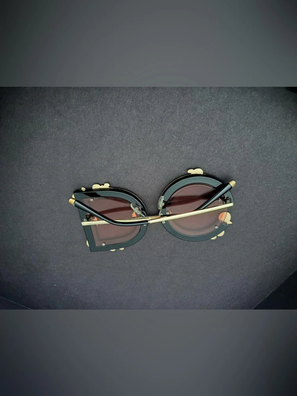 Dolce and Gahanna DG  Ornate Gold Frame Oval Sunglasses with Burgundy Lenses